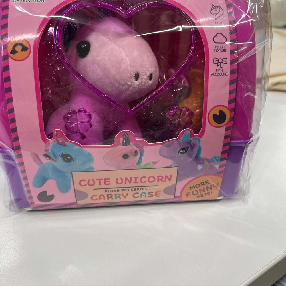 Pink Unicorn Plush Toy with Carry Case
